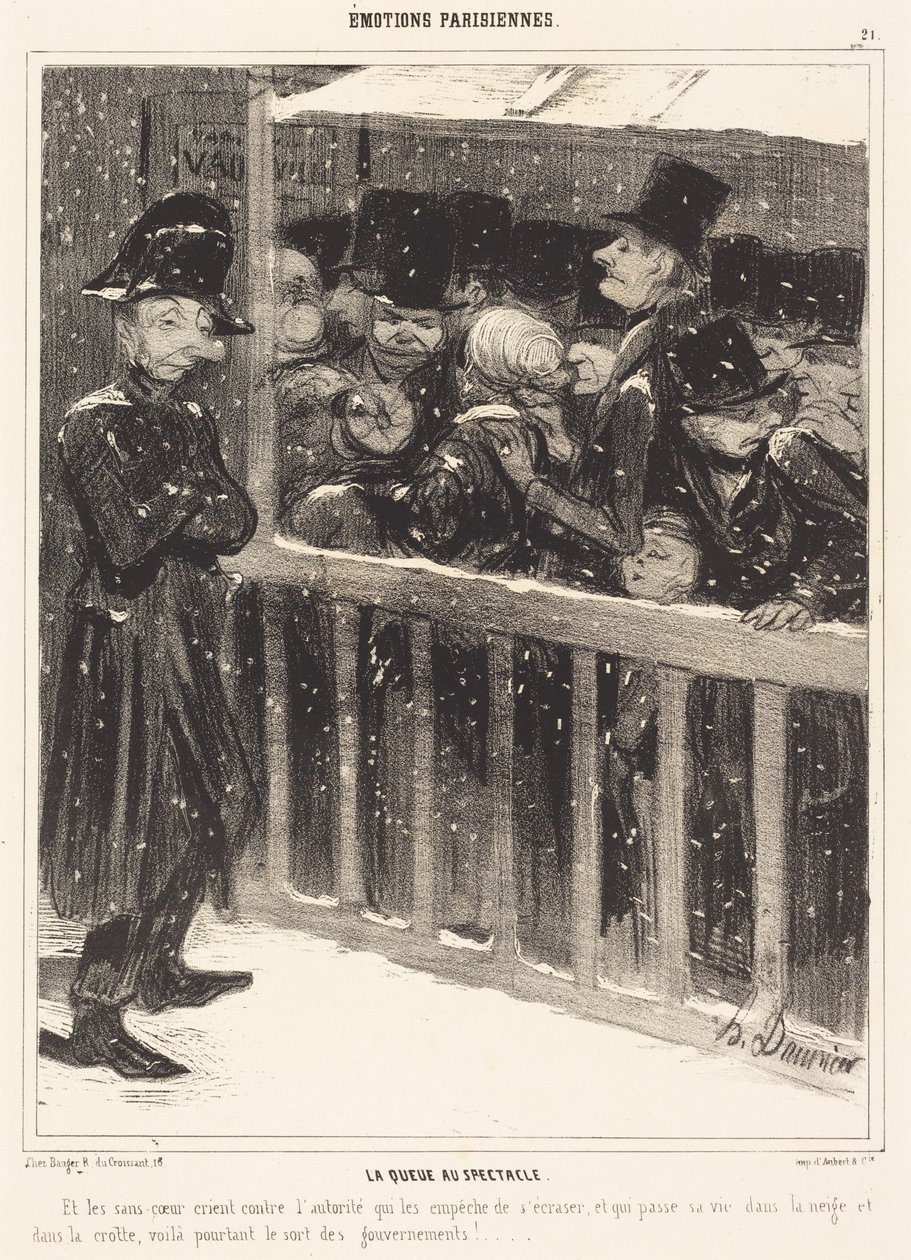 De rij voor de voorstelling door Honoré Daumier