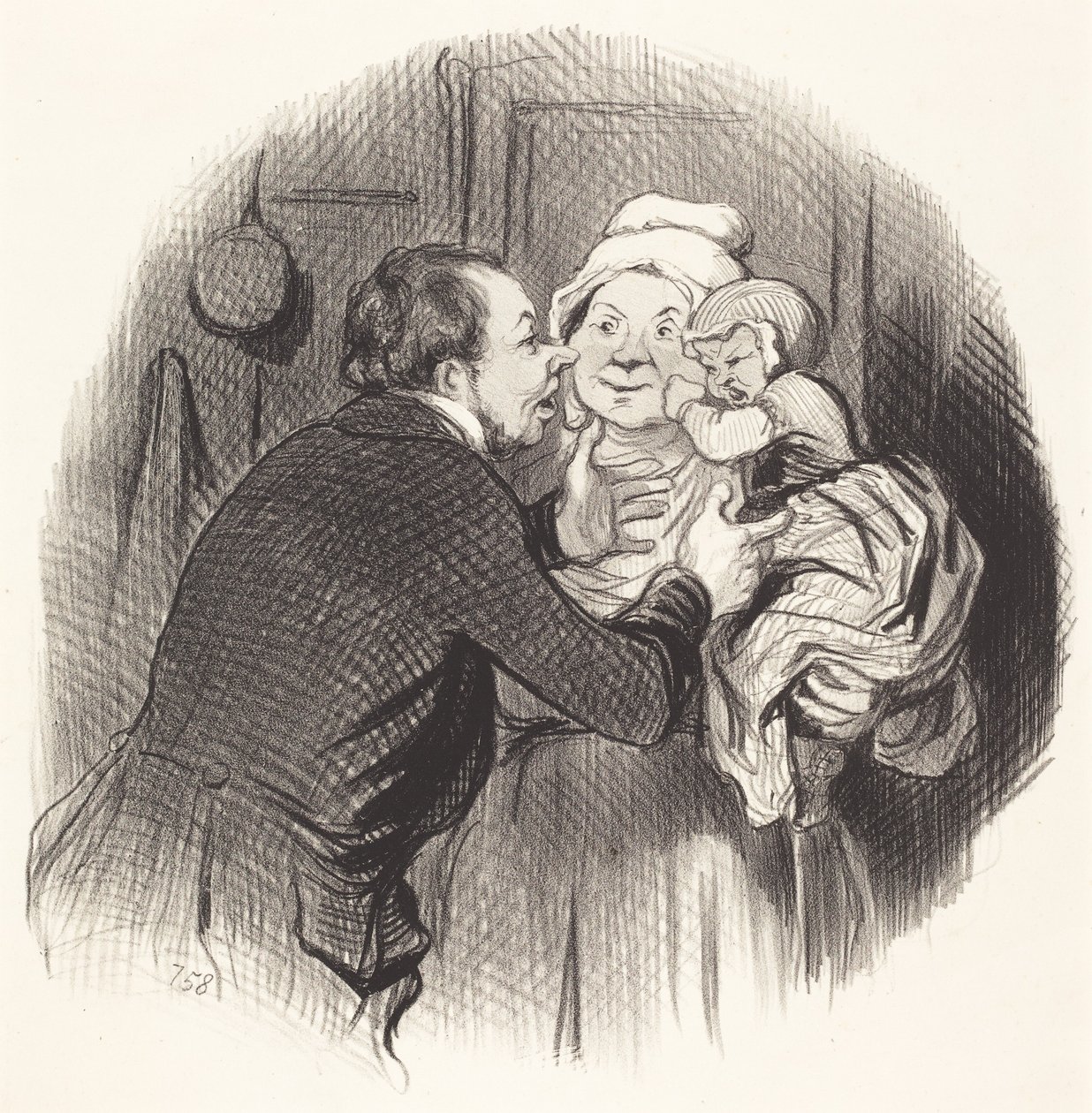 Het Bezoek aan de Voedster door Honoré Daumier