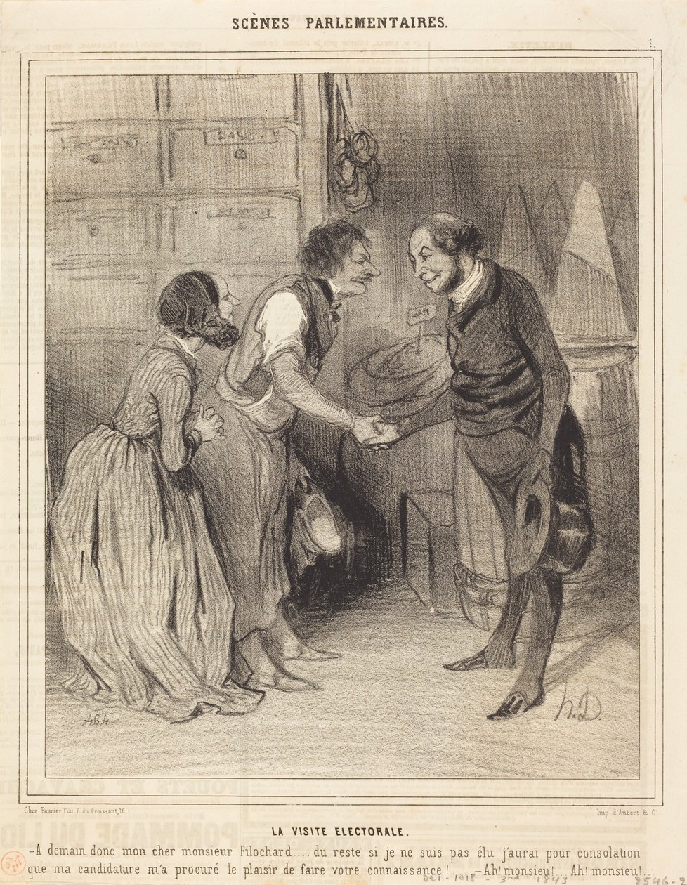 Het verkiezingsbezoek door Honoré Daumier