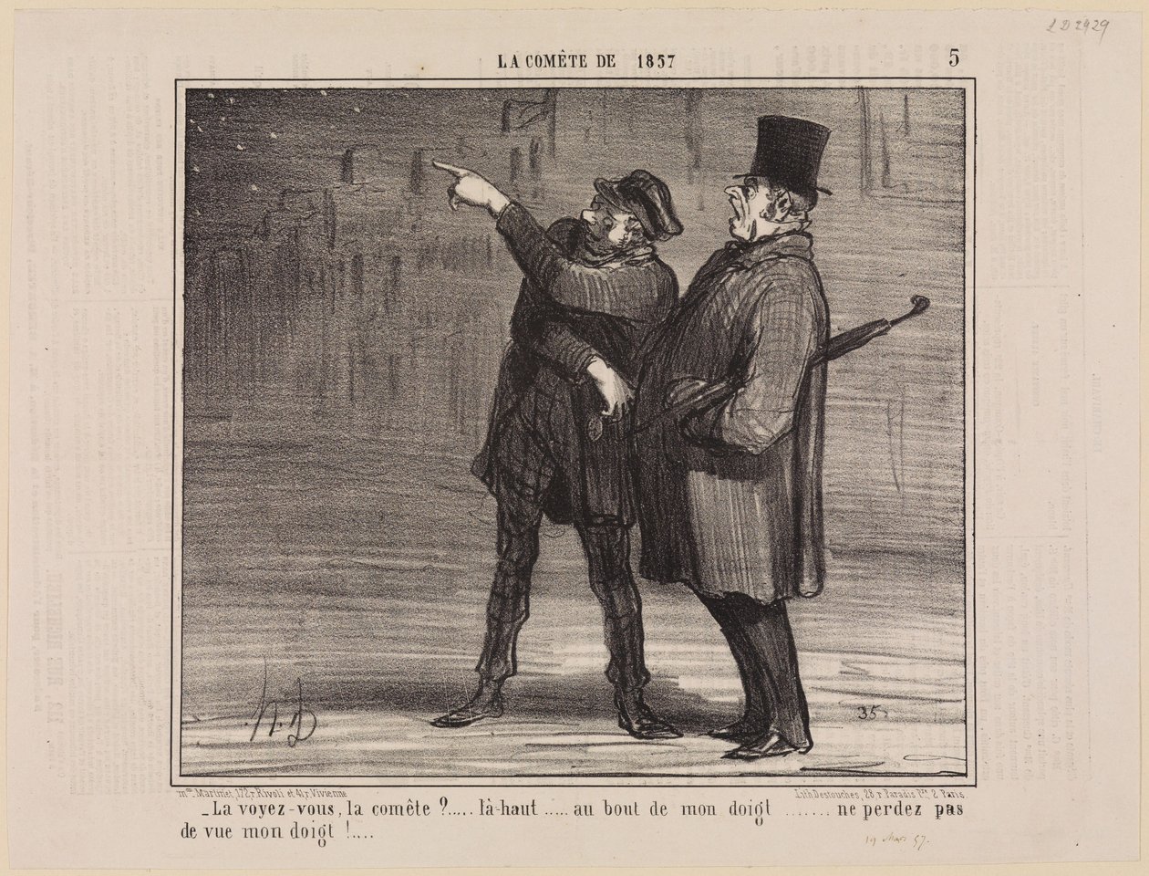 Ziet u de komeet (De komeet van 1857, blad 5) door Honoré Daumier