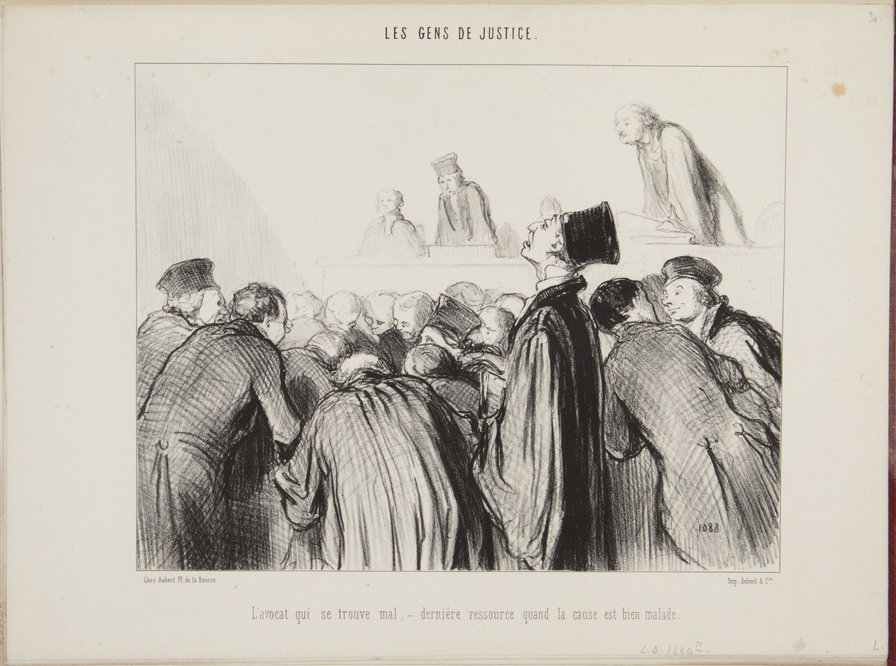 De advocaat die zich onwel voelt - laatste redmiddel wanneer de zaak ernstig ziek is door Honoré Daumier