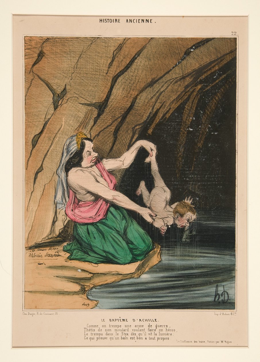 De doop van Achilles; uit „Histoire Ancienne“ door Honoré Daumier