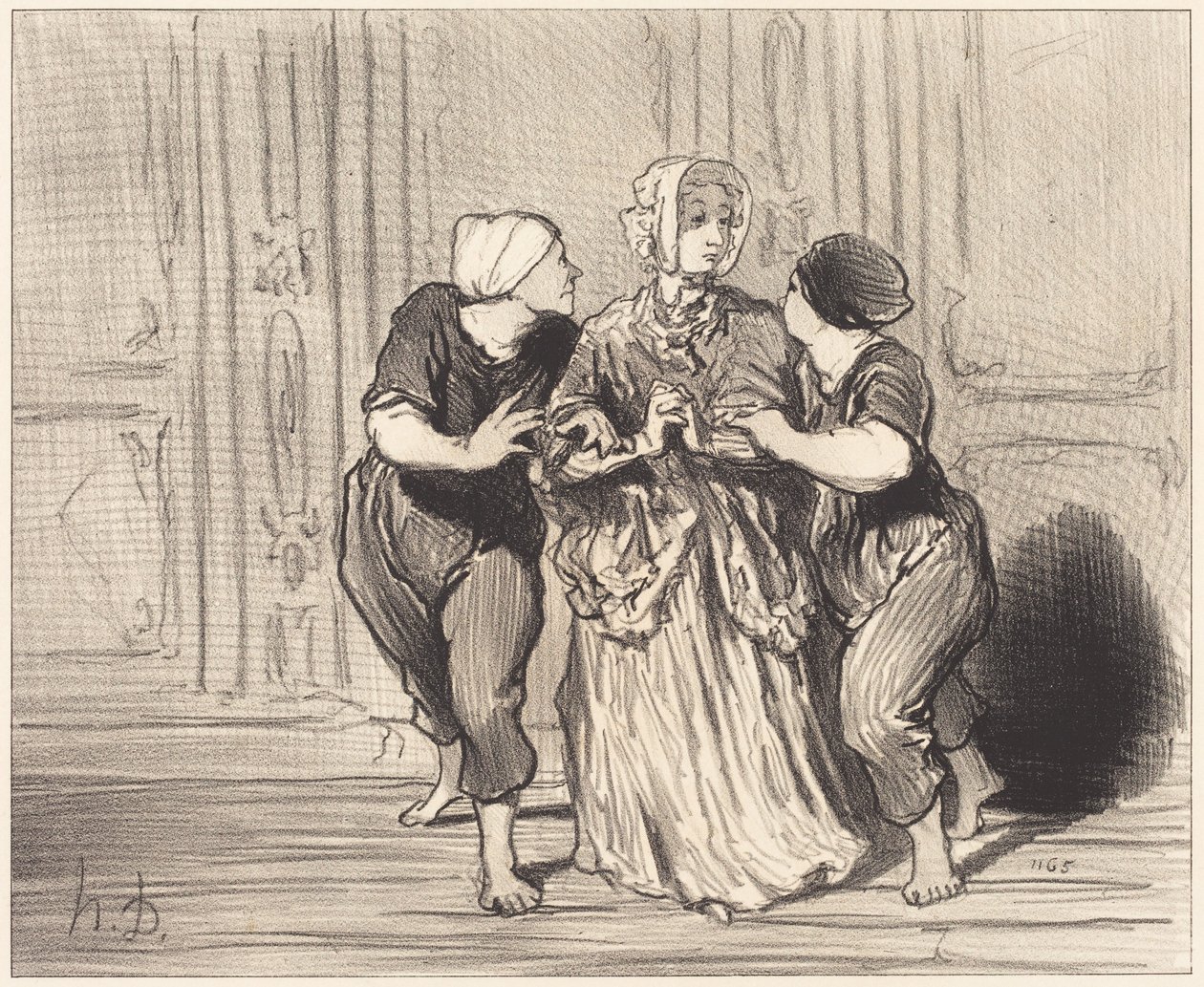 Het schone geslacht op de zwemschool door Honoré Daumier