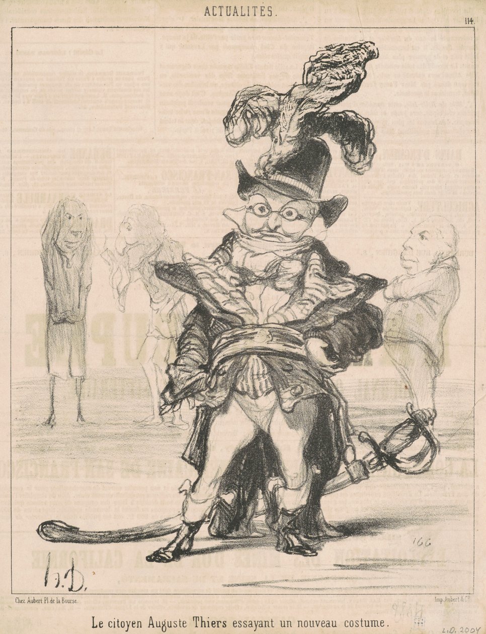 De burger... Thiers probeert een nieuw kostuum door Honoré Daumier