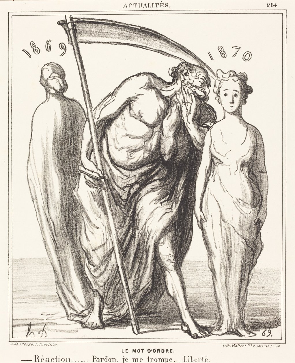 Het wachtwoord: Reactie... Vergiffenis... Vrijheid door Honoré Daumier