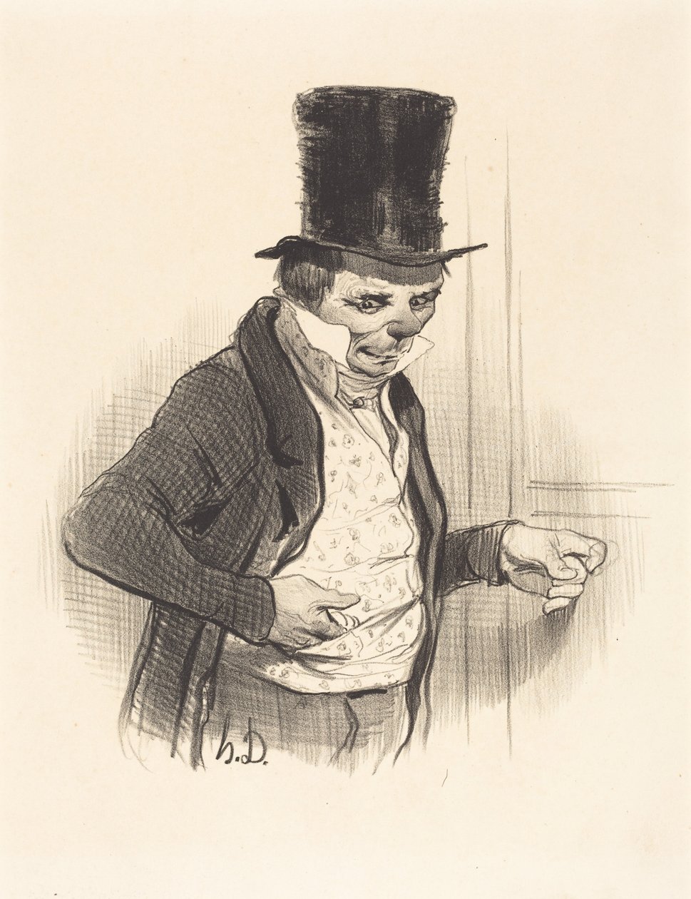 De portier op zijn bezoekrondes... door Honoré Daumier