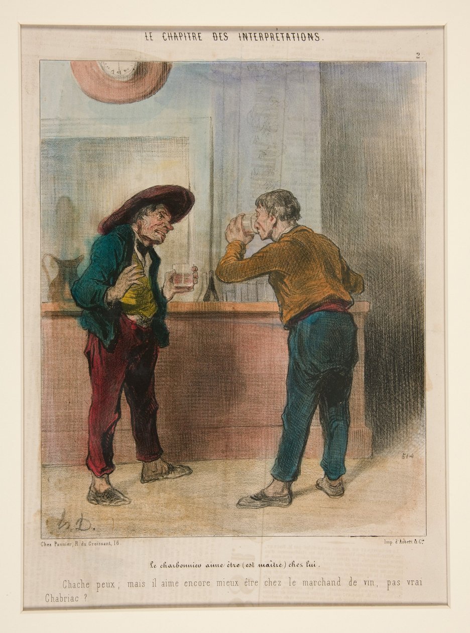 De kolenhandelaar is graag thuis (is de baas thuis), uit *Le Chapitre des Interpretations* door Honoré Daumier