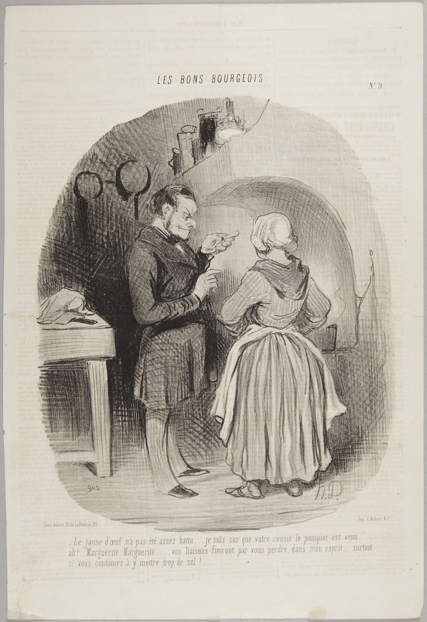 De eidooier is niet genoeg geklopt..., nummer 9 uit de serie De goede burgers uit Le Charivari door Honoré Daumier