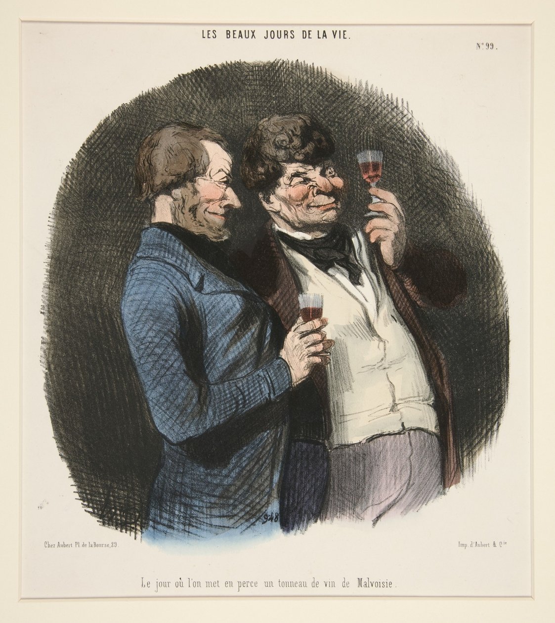 De dag waarop een vat malvasiawijn wordt aangeslagen, uit De mooie dagen van het leven door Honoré Daumier