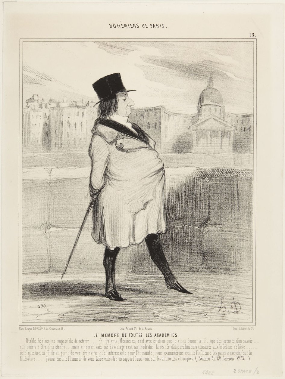 Het lid van alle academies (The member of all academies) door Honoré Daumier