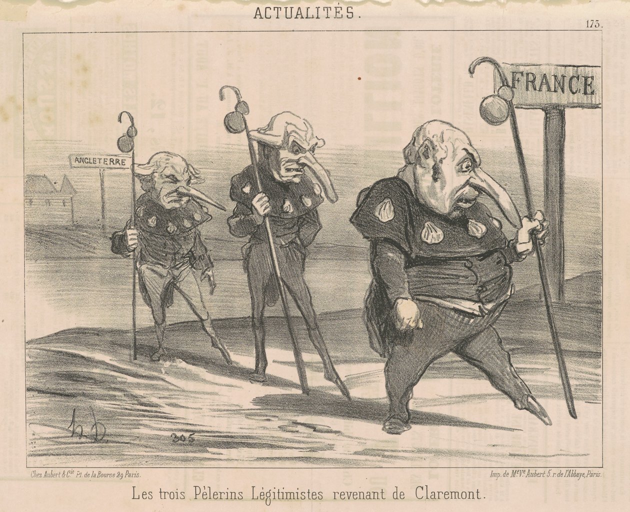 De drie legitimisten ... terugkerend van Claremont door Honoré Daumier