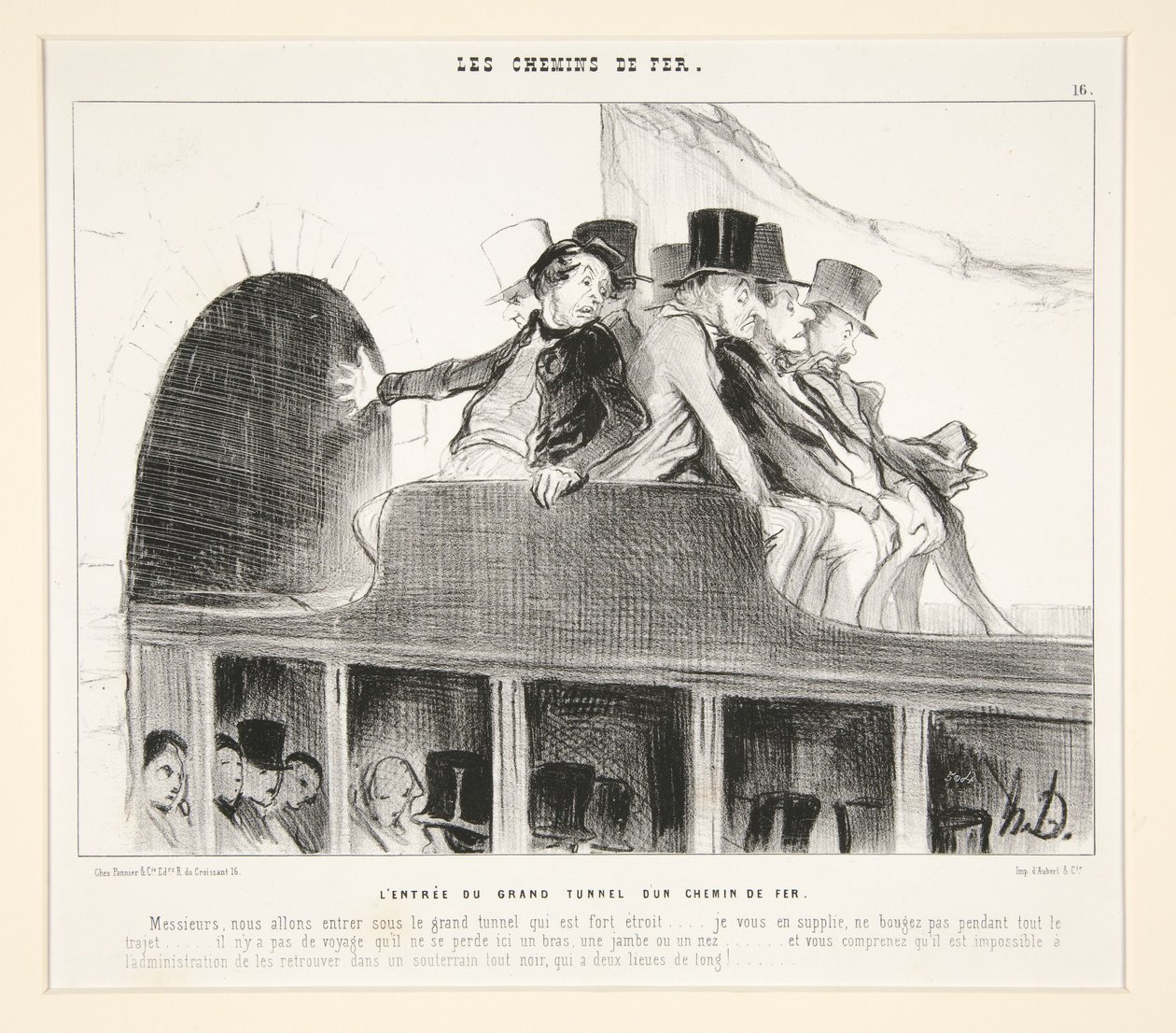 De ingang van de grote spoortunnel, uit ‘Les Chemins de Fer’, in Le Charivari, 22 maart 1844 door Honoré Daumier