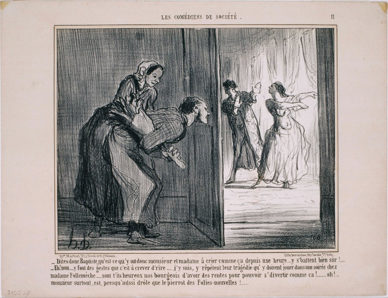 De Society-acteurs: Zeg eens, Baptiste, wat is er nou eigenlijk aan de hand… door Honoré Daumier