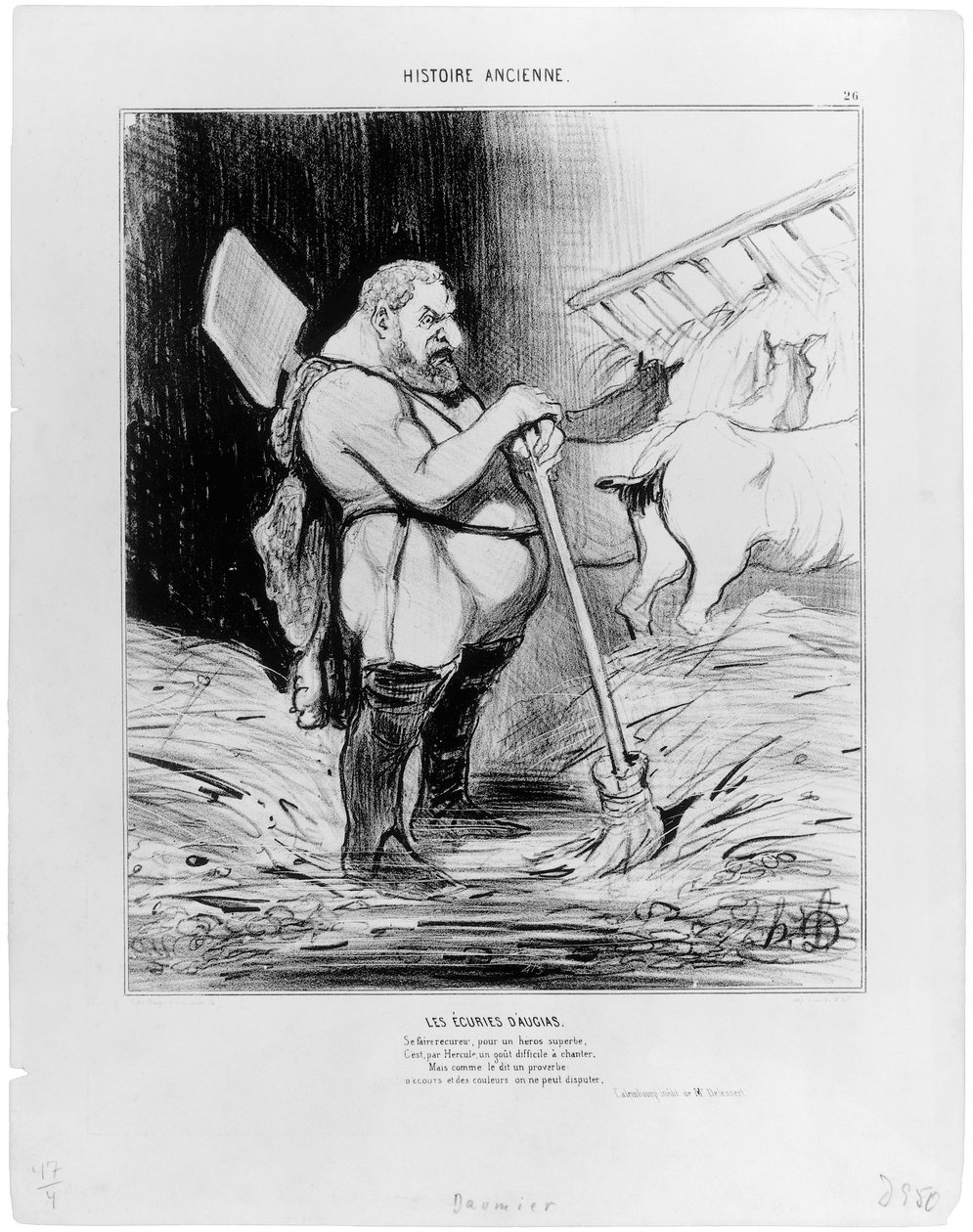 De stallen van Augias door Honoré Daumier