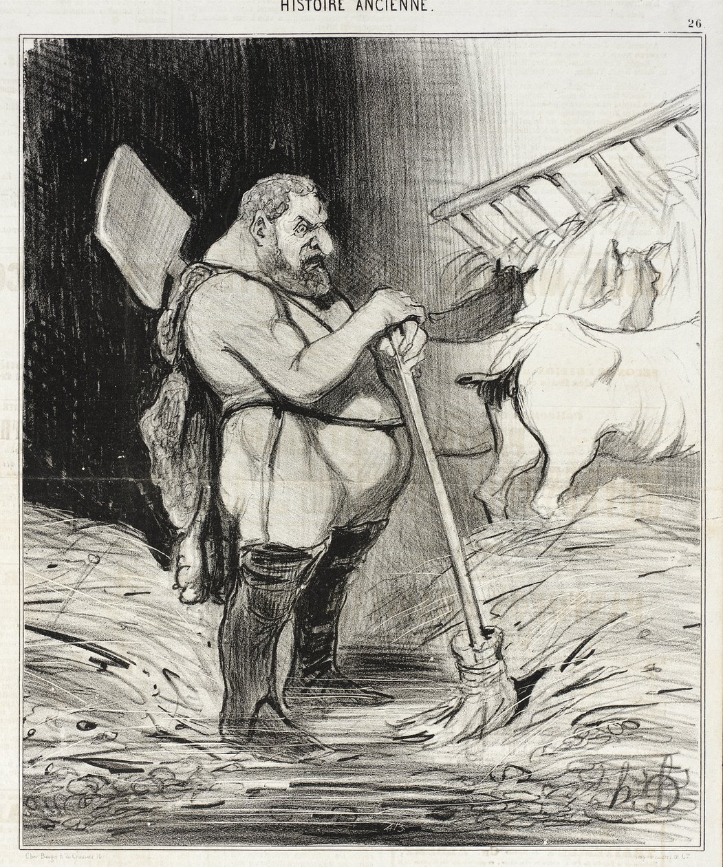 De stallen van Augias door Honoré Daumier