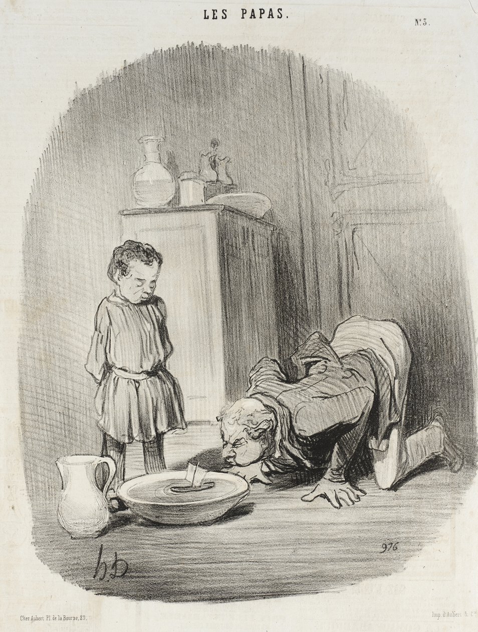 Les Papas (serie prenten) door Honoré Daumier