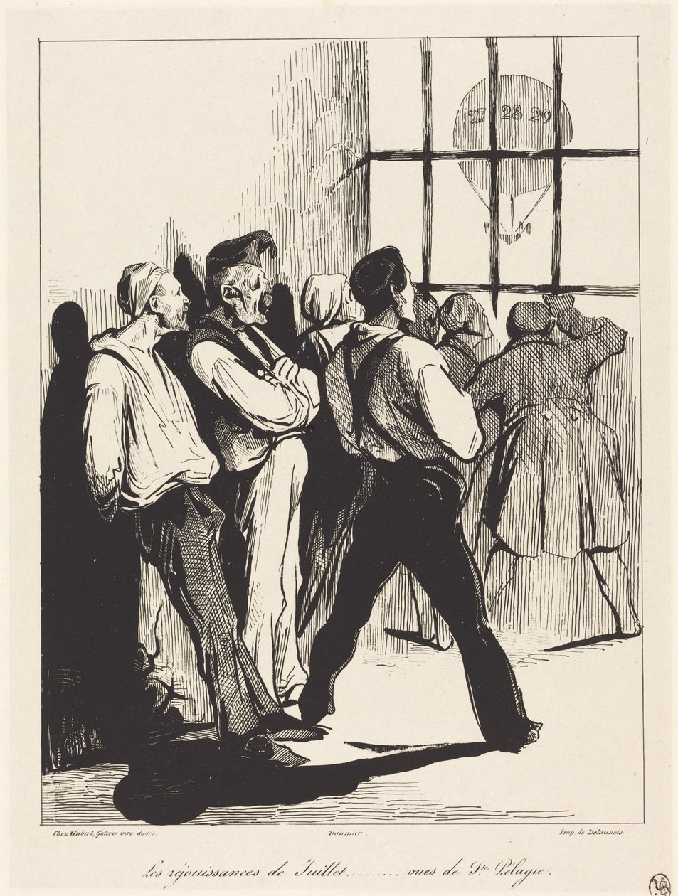 De julivieringen... gezien vanuit Ste. Pélagie door Honoré Daumier