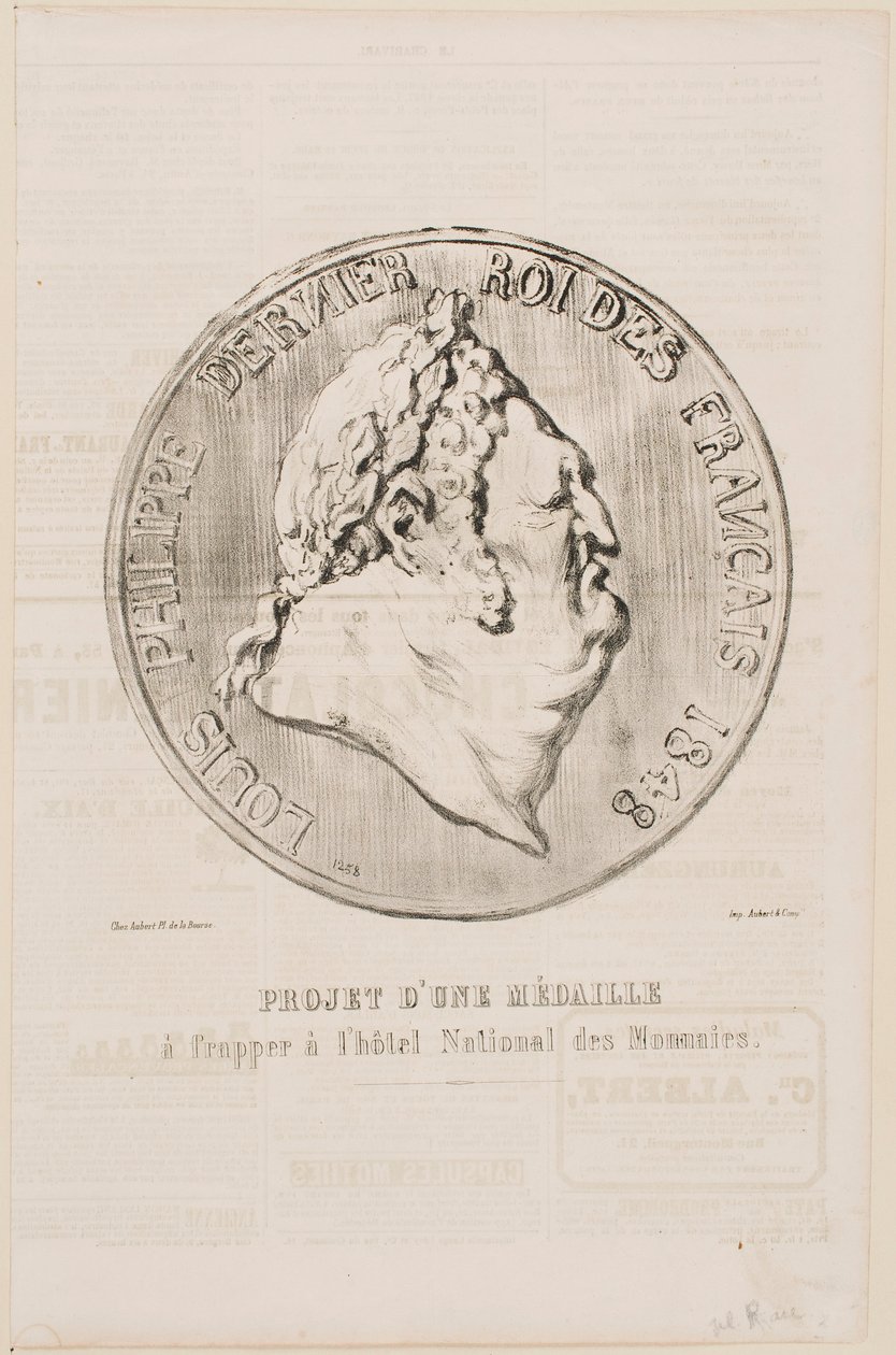 Louis-Philippe, de laatste koning van Frankrijk, 1848 door Honoré Daumier