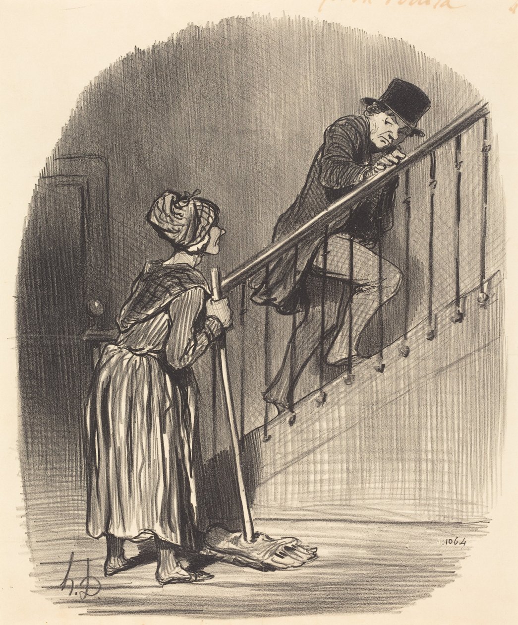 Is mijn vrouw thuis door Honoré Daumier