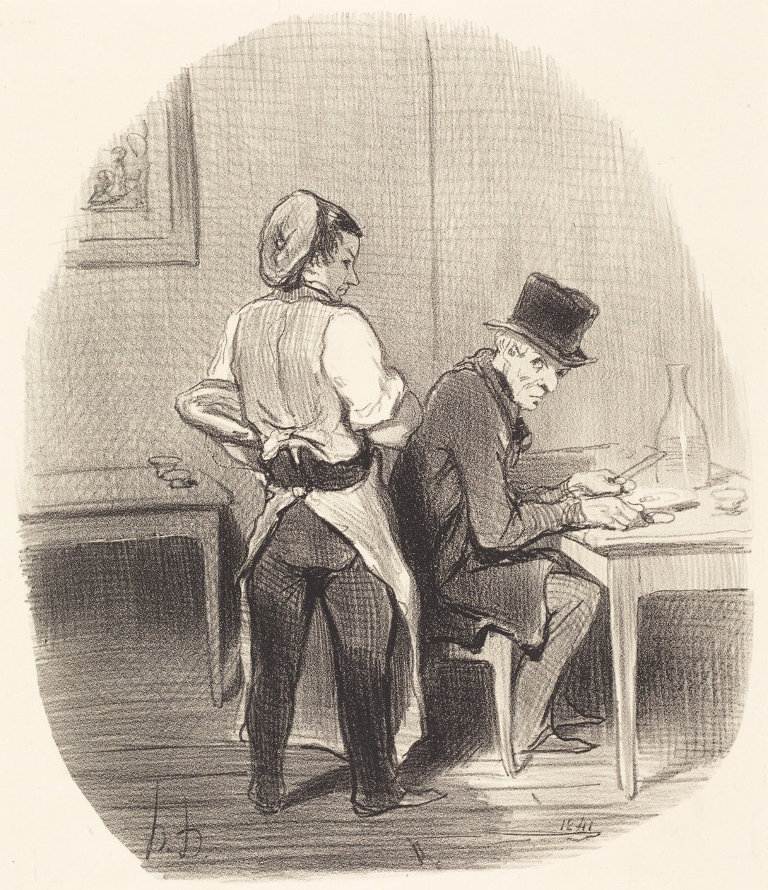 Maar, meneer, ik verzeker u dat het... kalfsvlees is!... door Honoré Daumier
