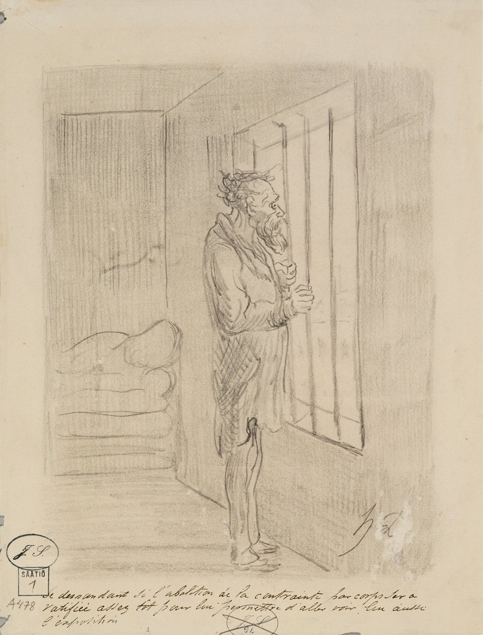 Man achter slot en grendel door Honoré Daumier