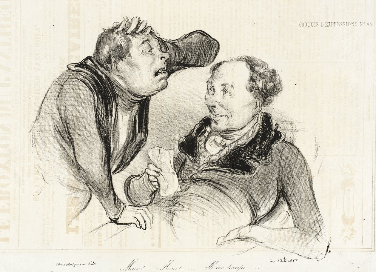 Marie!...Marie!...ze bedriegt me door Honoré Daumier