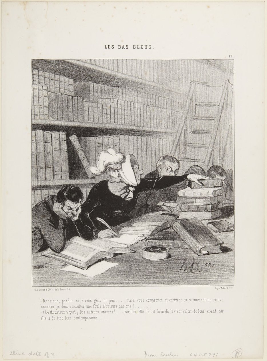 Mijnheer, pardon als ik u een beetje hinder ..., nummer 13 uit De blauwkousen door Honoré Daumier