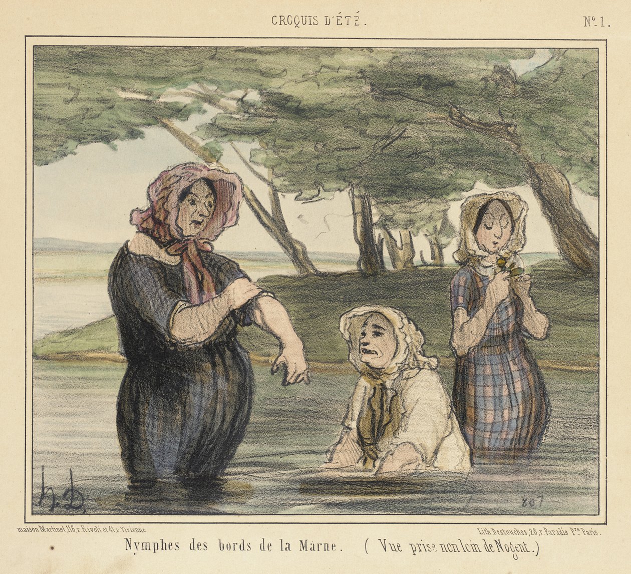 Nimfen aan de oevers van de Marne door Honoré Daumier