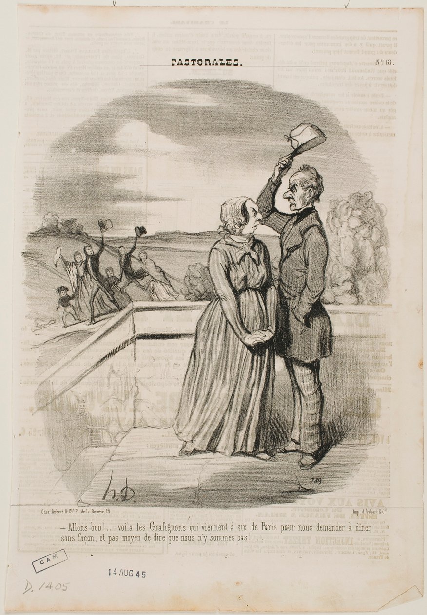 O nee, kijk, de Grafignons zijn net uit Parijs aangekomen, alle zes,... door Honoré Daumier