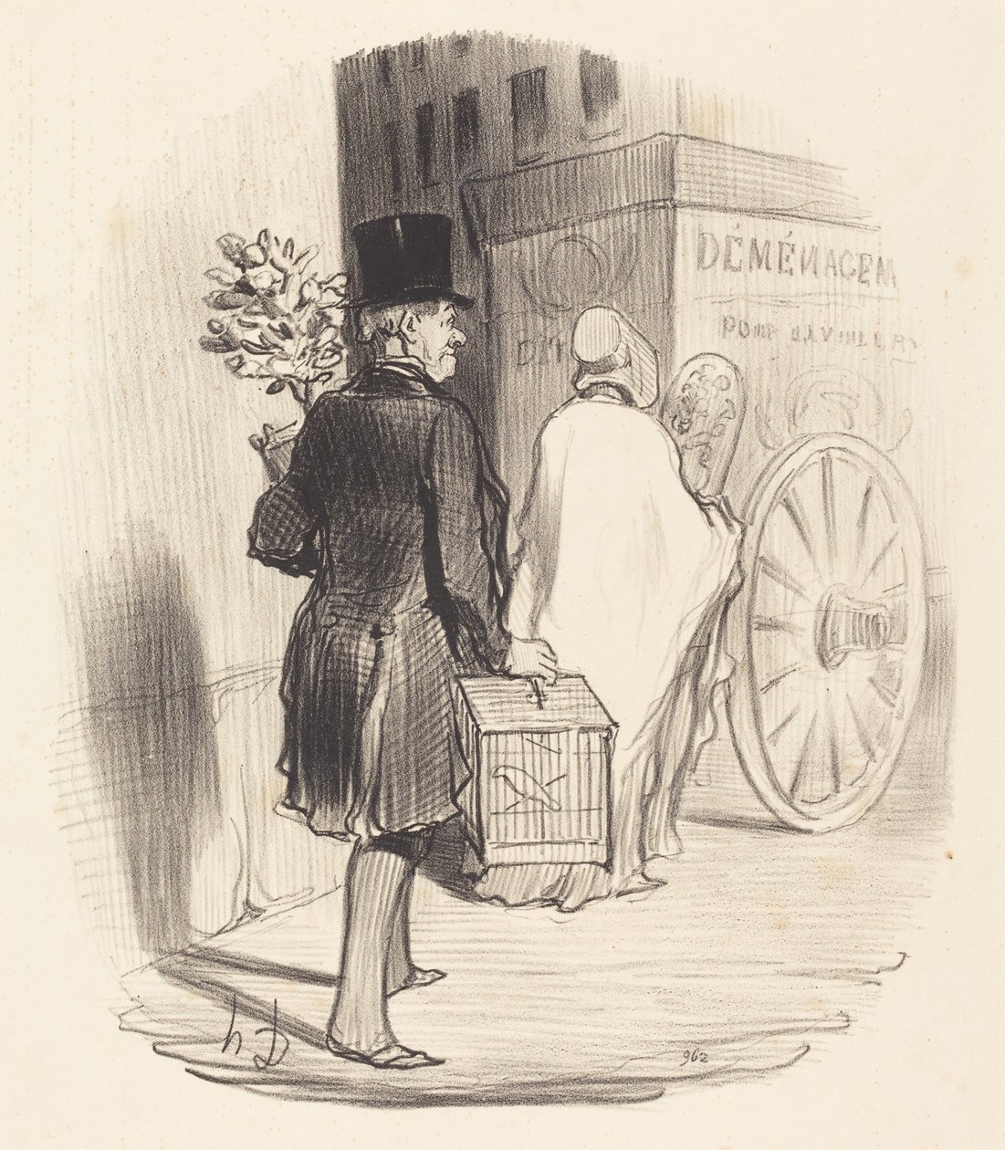 Parijzenaar die naar een andere wijk verhuist... door Honoré Daumier