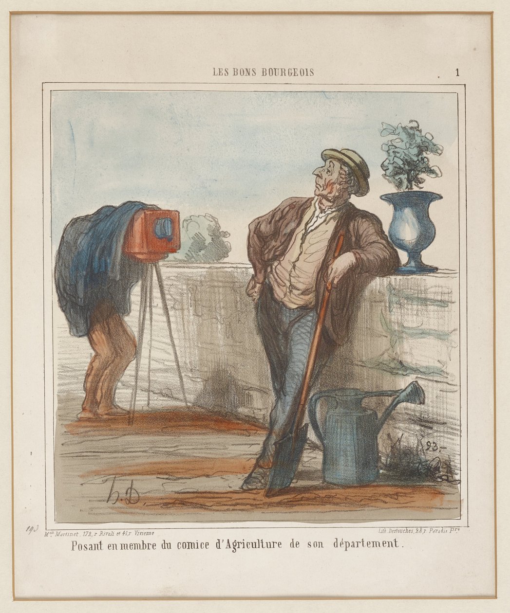Poserend als lid van de landbouwcommissie van zijn departement. (De goede burgers nr. 1), uit Charivari door Honoré Daumier