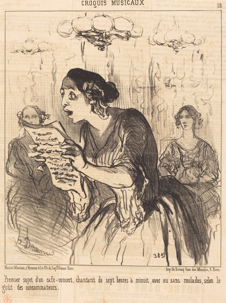 Eerste artiest van een zingend café-concert... door Honoré Daumier