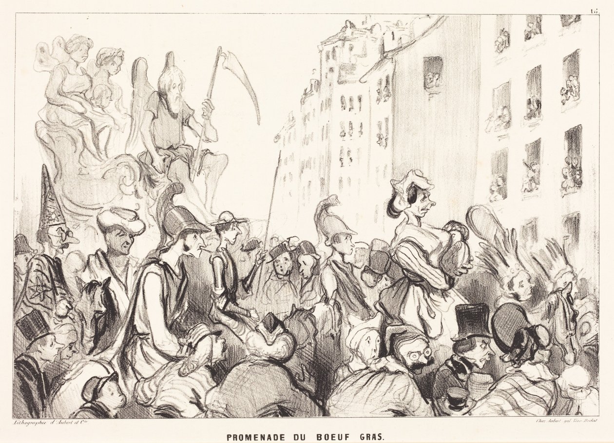 Wandeling langs de Boeuf gras door Honoré Daumier