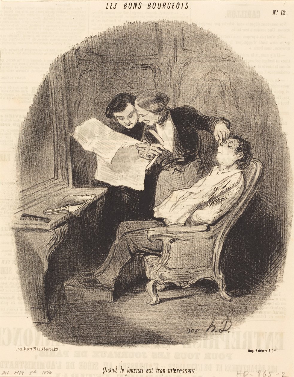 Als de krant te interessant is door Honoré Daumier