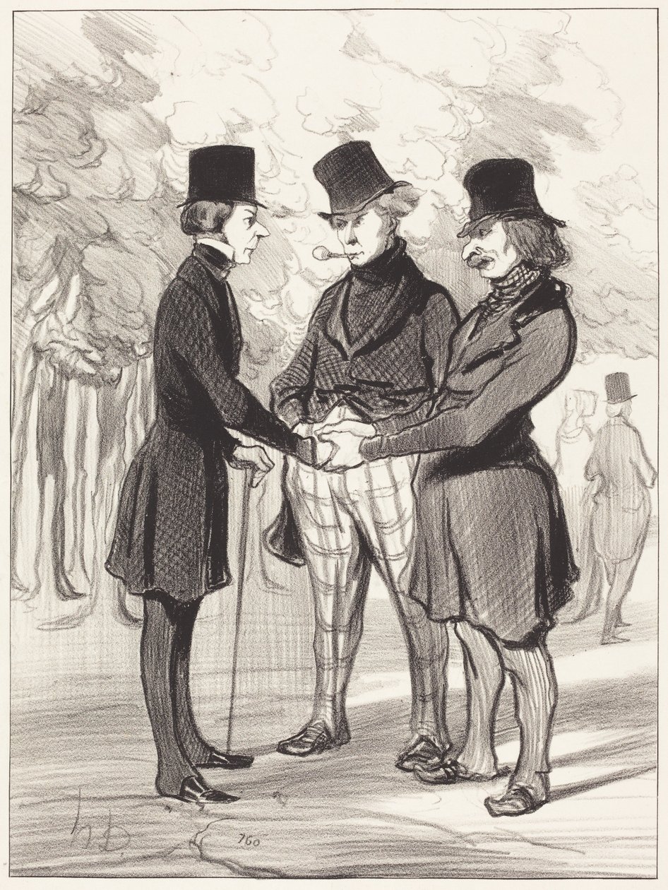 Wat een gelukkige ontmoeting!... Het is... door Honoré Daumier
