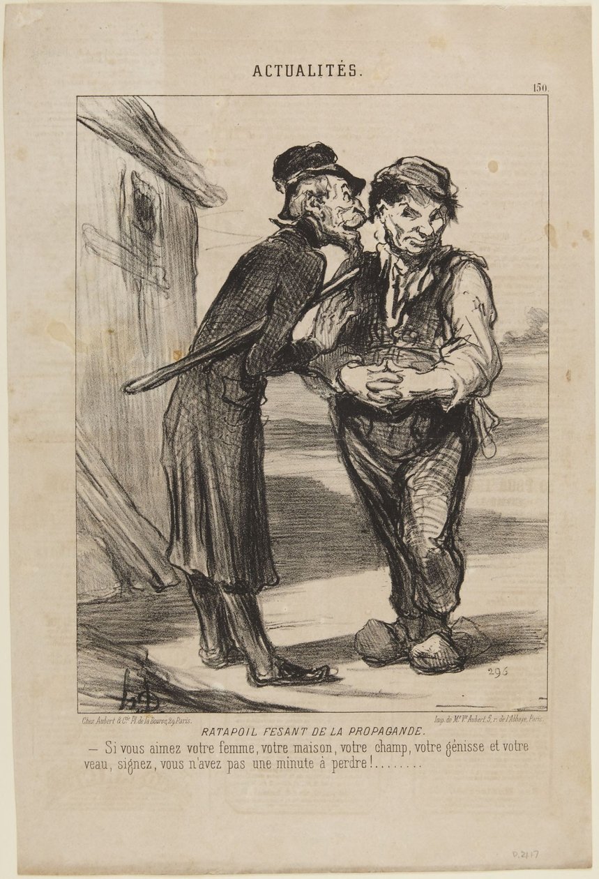 Ratapoil, de propagandist, nummer 150 uit de reeks Actualités van Le Charivari door Honoré Daumier