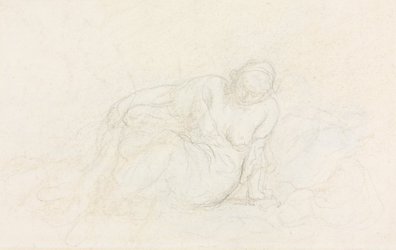 Liggende Vrouw Leunend op Haar Arm (verso) door Honoré Daumier