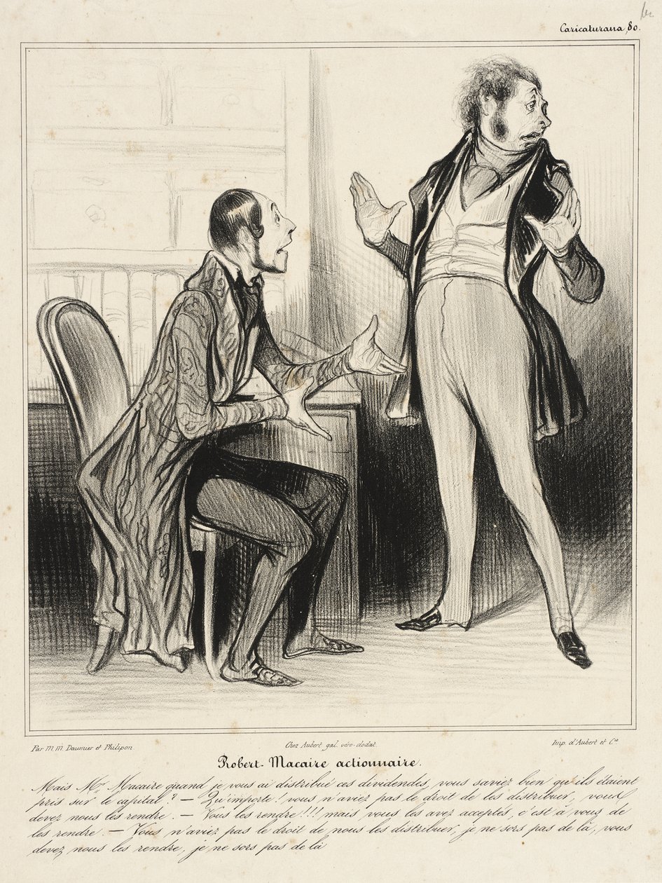 Robert Macaire, aandeelhouder door Honoré Daumier