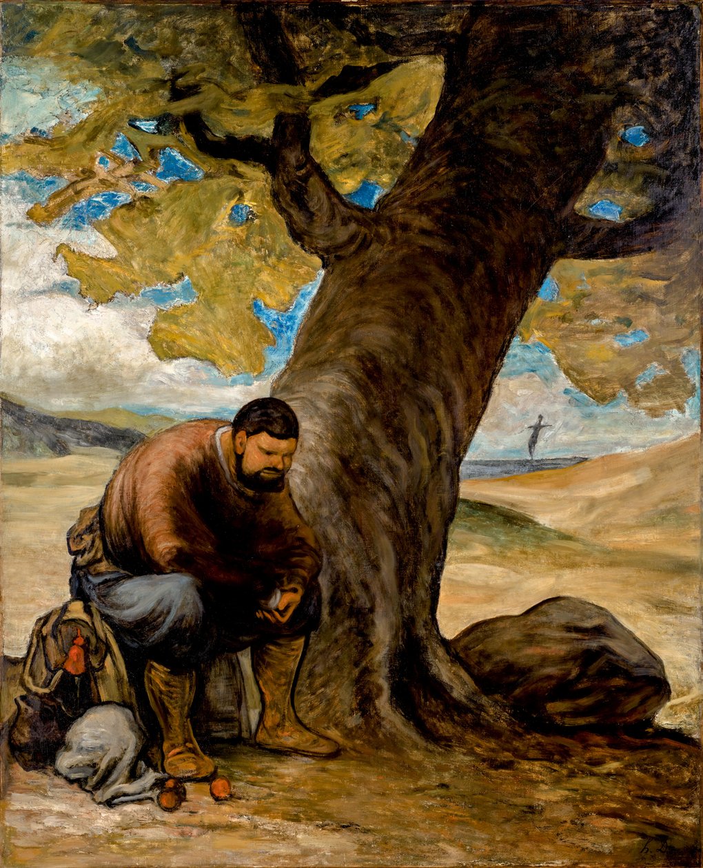 Sancho Panza, rustend onder een boom door Honoré Daumier