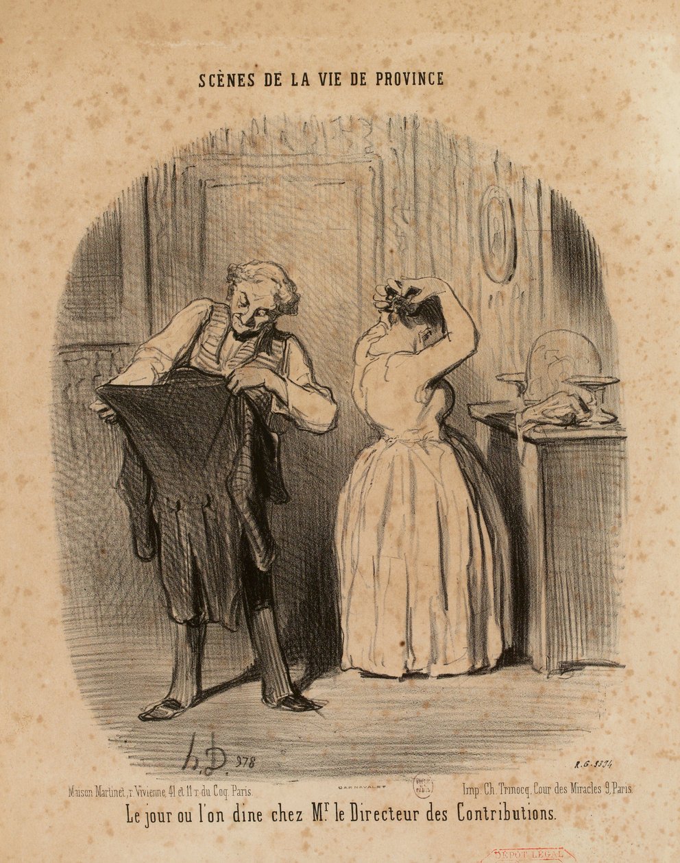 Taferelen uit het provinciale leven. De dag waarop men bij de heer Directeur dineert ... door Honoré Daumier