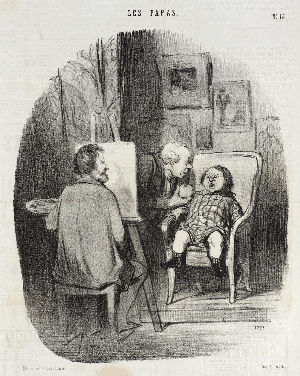 De enige manier om een kind met fruit te laten poseren... door Honoré Daumier