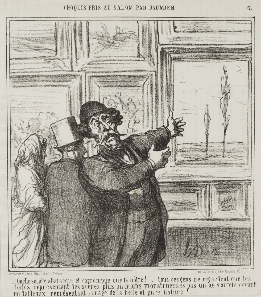 Schets gemaakt op de Salon door Daumier, nr. 6: Kijk eens wat een gedegenereerde en corrupte wereld waarin we leven... door Honoré Daumier