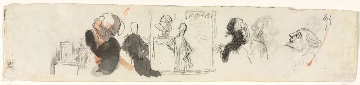 Schetsen van Verschillende Figuren (verso) door Honoré Daumier