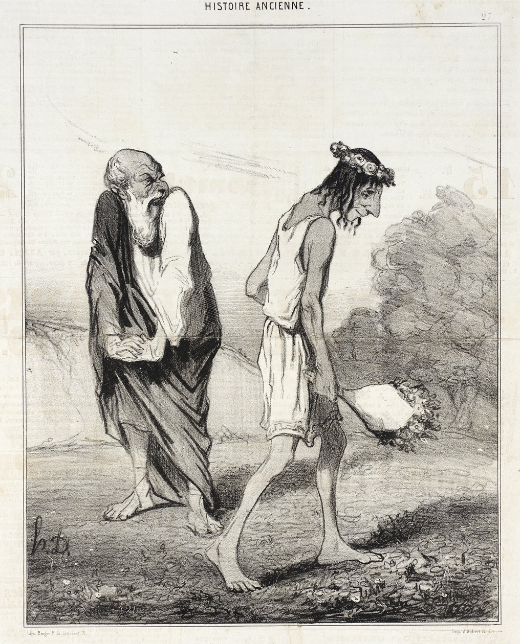 Telemachus, verscheurd door de liefde door Honoré Daumier