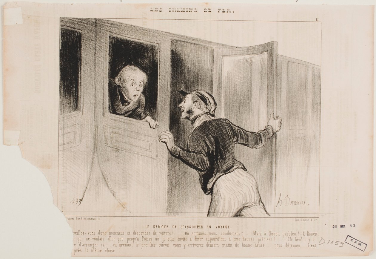 Het gevaar van een reis waarbij je in slaap valt door Honoré Daumier