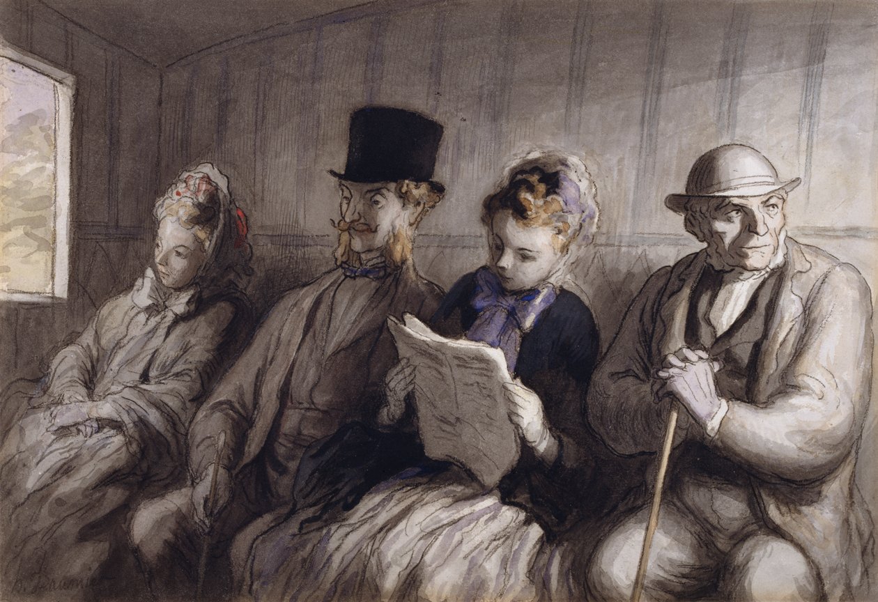 De eersteklasrijtuig door Honoré Daumier