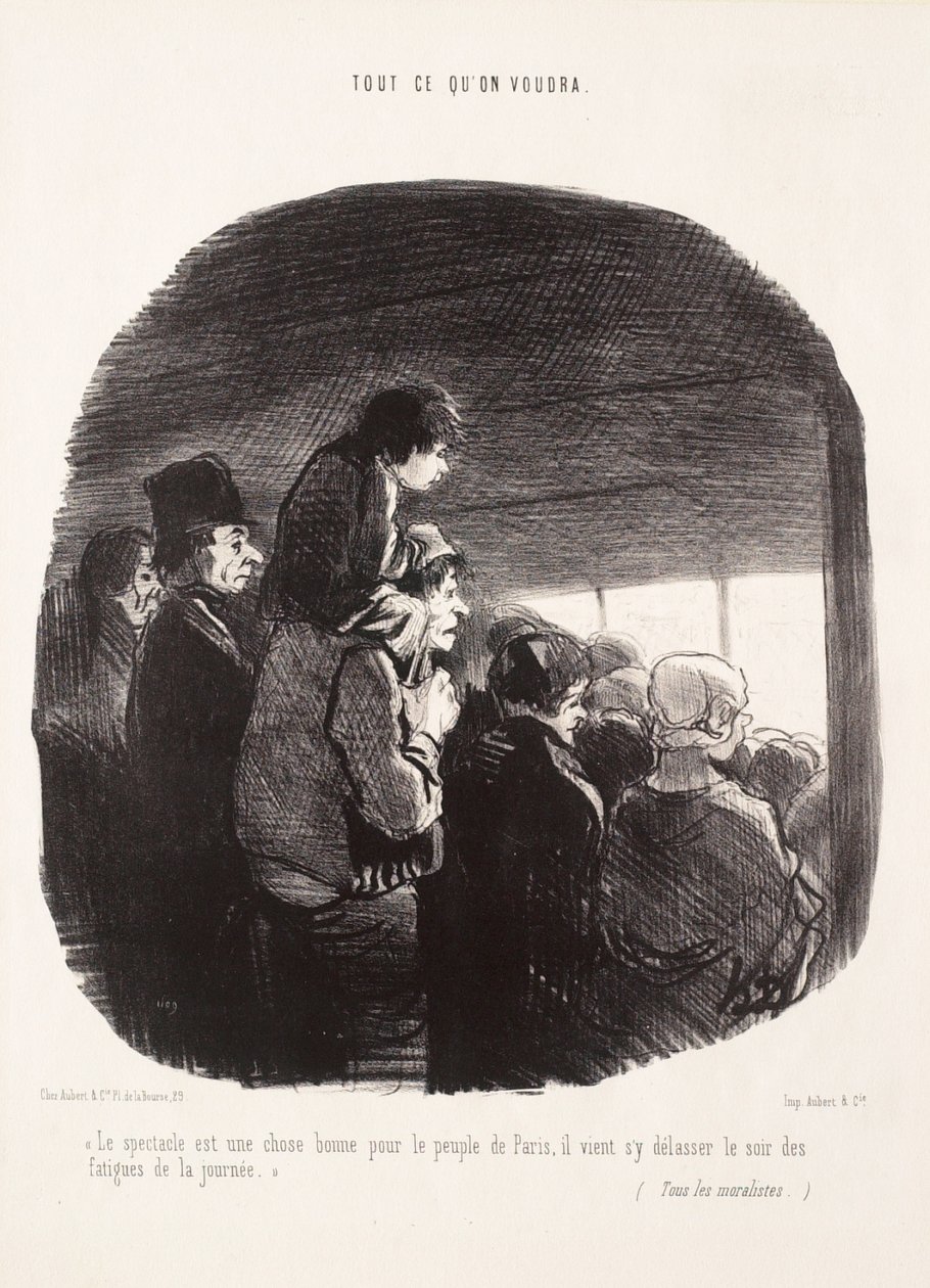 Het schouwspel is iets goeds voor het volk van Parijs door Honoré Daumier