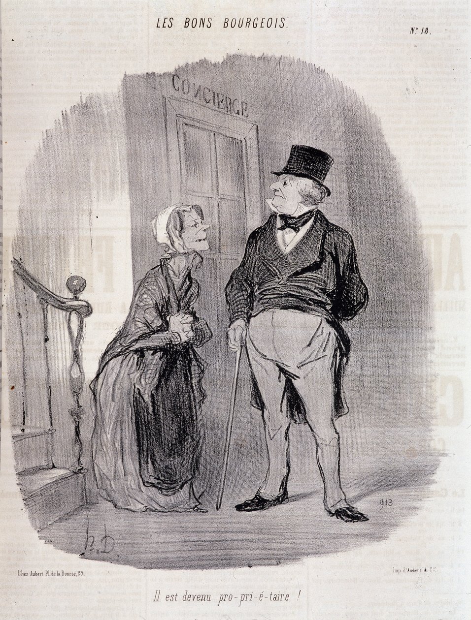 De goede burger: Hij is pro-prie-taire geworden! - door Honoré Daumier, in Le Charivari van 06/10/1846 door Honoré Daumier