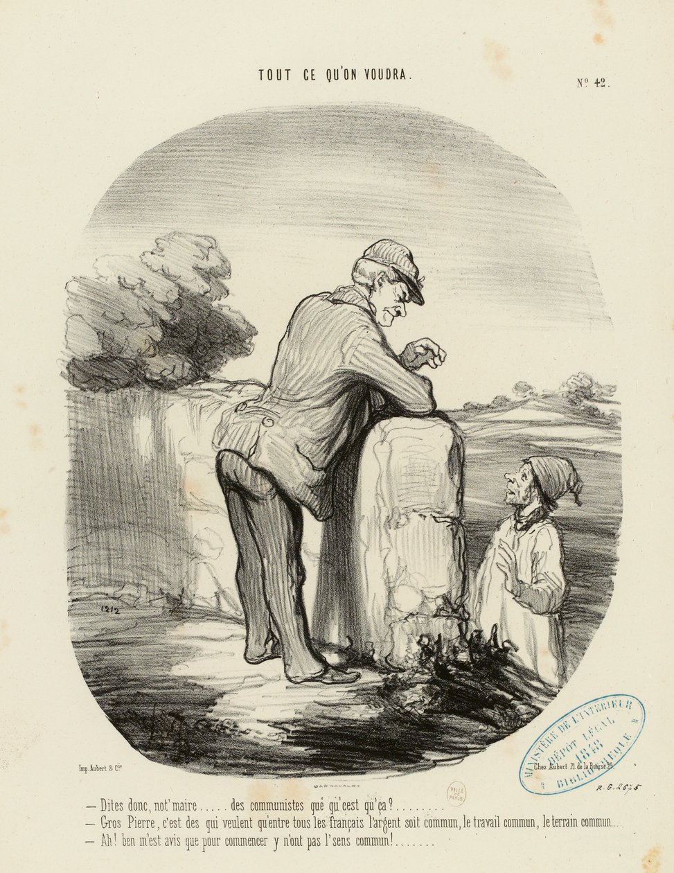 Tout ce qu'on voudra Nr. 42: - Sagen Sie mal, Herr Bürgermeister... was sind Kommunisten? ... door Honoré Daumier