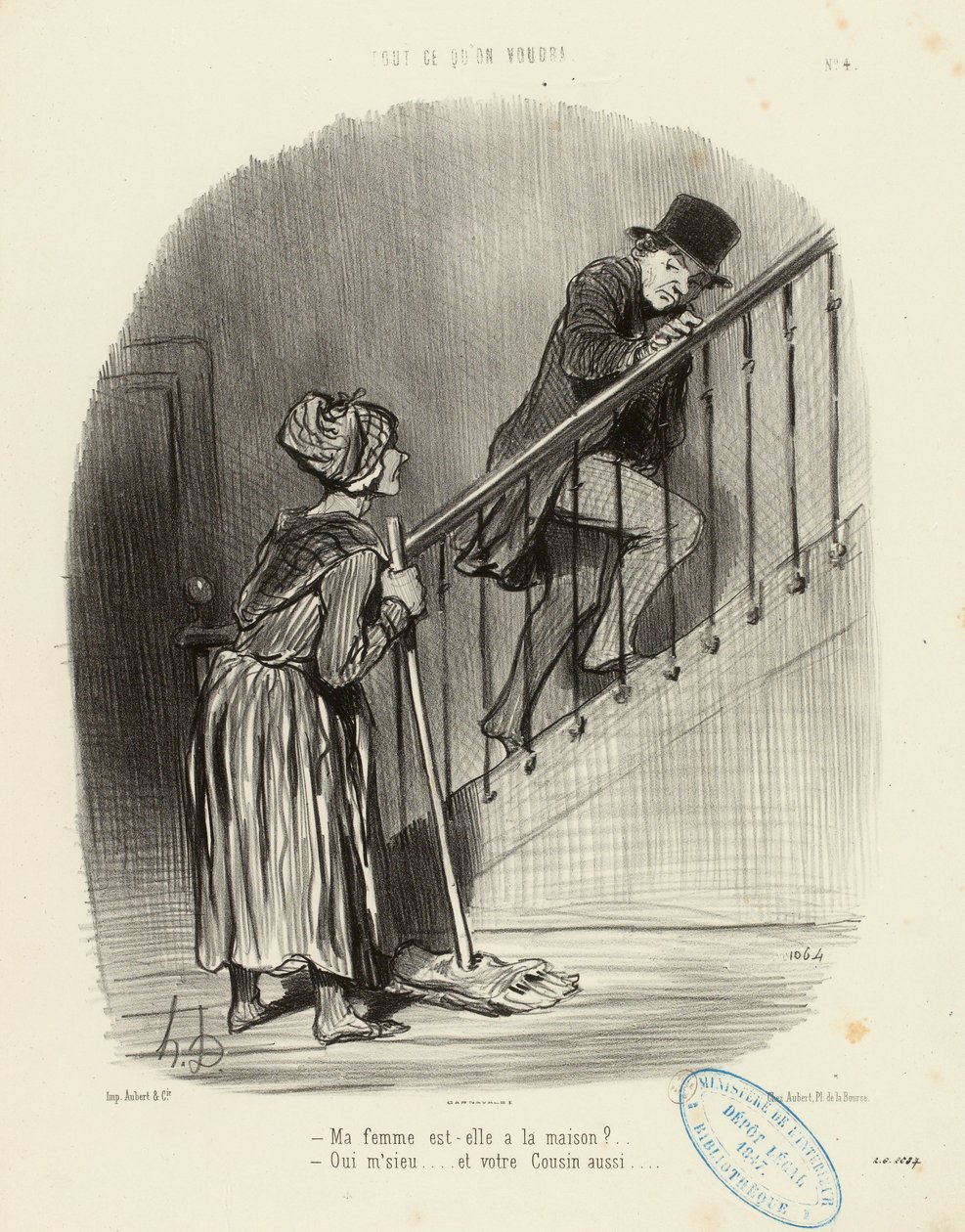 Alles wat men maar wil, nr. 4: Is mijn vrouw thuis? ... door Honoré Daumier